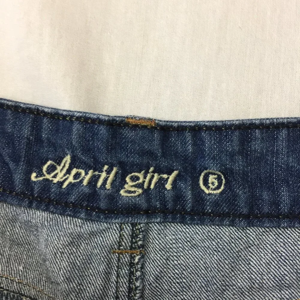 ๐๐๐ APRIL GIRL WOMENS DISTRESSED JEANS SHORTS 5 ๐๐๐ - Picture 4 of 7